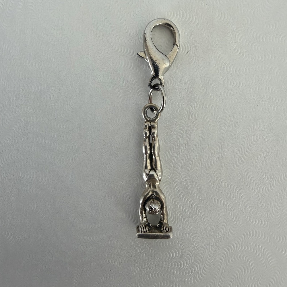 Vintage Sterling Silver Gymnast Charm Lobster Clasp 3D Pendant